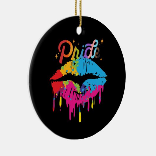 Pride Rainbow Lips LGBTQ | Dripping Lips Keramik Ornament (Rechts)