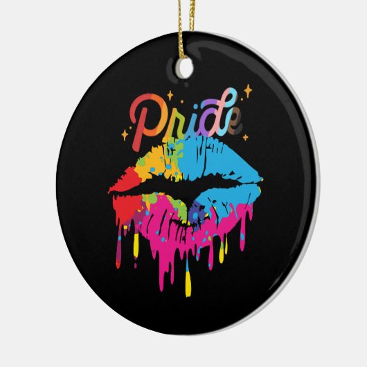 Pride Rainbow Lips LGBTQ | Dripping Lips Keramik Ornament (Links)