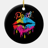 Pride Rainbow Lips LGBTQ | Dripping Lips Keramik Ornament (Hinten)