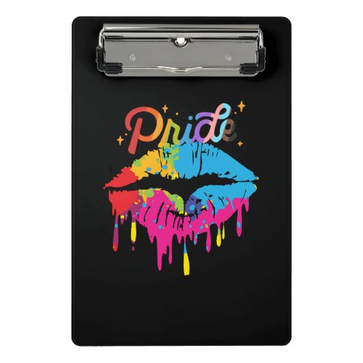 Pride Rainbow Lips LGBTQ | Dripping Lips Mini Klemmbrett (Vorderseite)