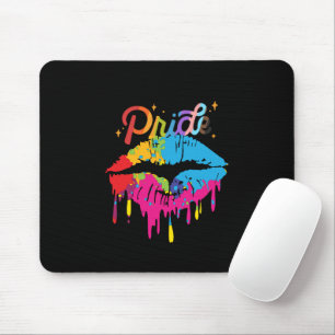 Pride Rainbow Lips LGBTQ Dripping Lips Mousepad