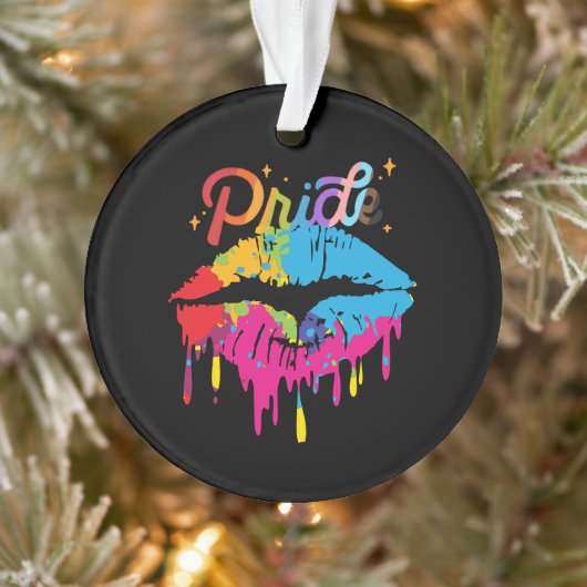 Pride Rainbow Lips | LGBTQ | Dripping Lips Ornament (Baum)