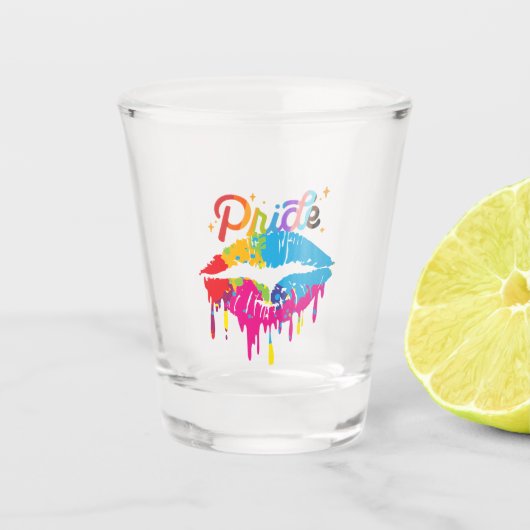 Pride Rainbow Lips LGBTQ | Dripping Lips Schnapsglas (Vorderseite)