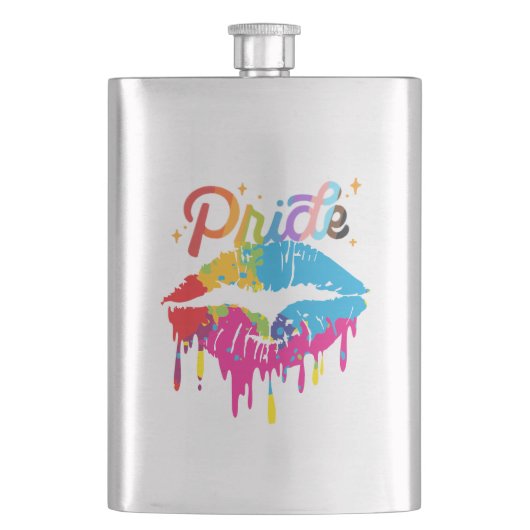 Pride Rainbow Lips | LGBTQ | Tropfflasche Flachmann (Vorderseite)