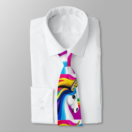 Pride Rainbow Mehrfarbiges Einhornmuster Krawatte (Gebunden)