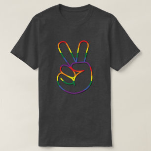 Pride Rainbow Peace Sign Kontur T-Shirt