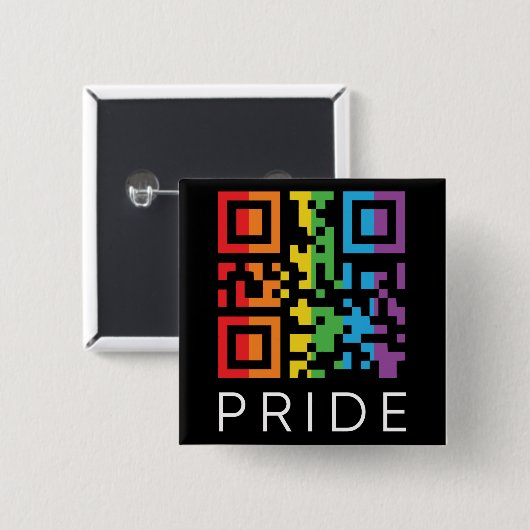 Pride Rainbow QR Code LGBTQIA+ Button (Vorne & Hinten)