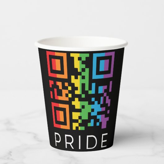 Pride Rainbow QR Code LGBTQIA+ Pappbecher (Vorderseite)