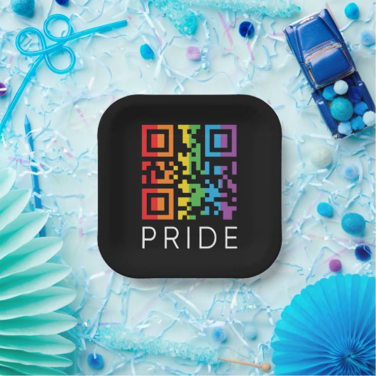 Pride Rainbow QR Code LGBTQIA+ Pappteller (Party)