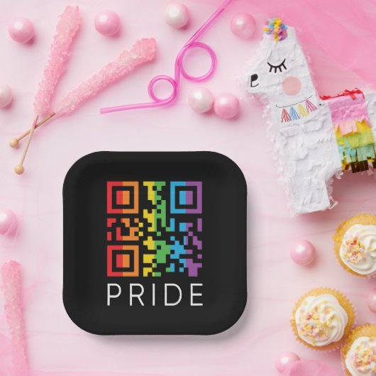 Pride Rainbow QR Code LGBTQIA+ Pappteller (Party)