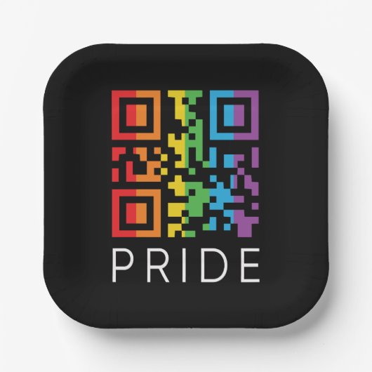 Pride Rainbow QR Code LGBTQIA+ Pappteller (Vorderseite)