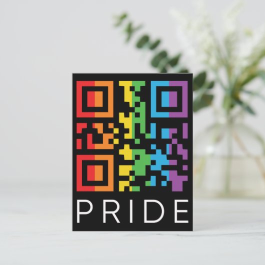 Pride Rainbow QR Code LGBTQIA+ Postkarte (Stehend Vorderseite)