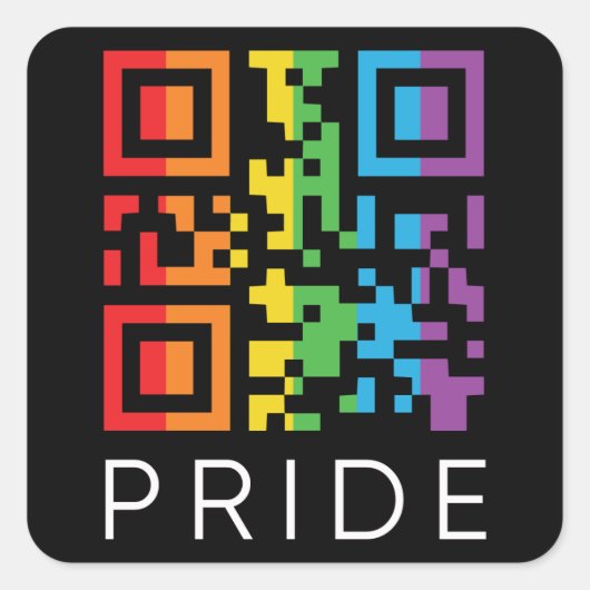 Pride Rainbow QR Code LGBTQIA+ Quadratischer Aufkleber (Vorderseite)
