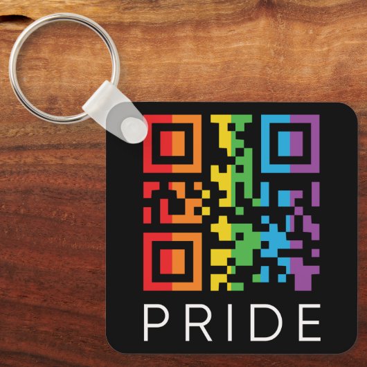 Pride Rainbow QR Code LGBTQIA+ Schlüsselanhänger (Vorderseite)