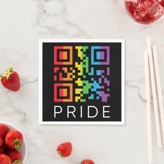 Pride Rainbow QR Code LGBTQIA+ Serviette (Beispiel)