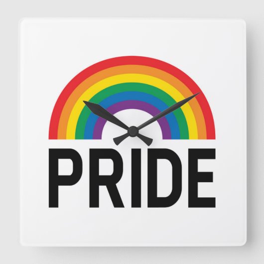 Pride Rainbow Quadratische Wanduhr (Vorderseite)