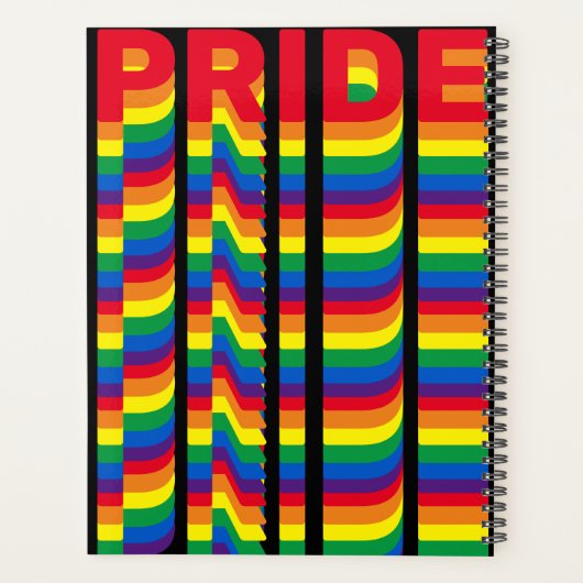 Pride rainbow retro moderne typografie schwarz planer (Rückseite)