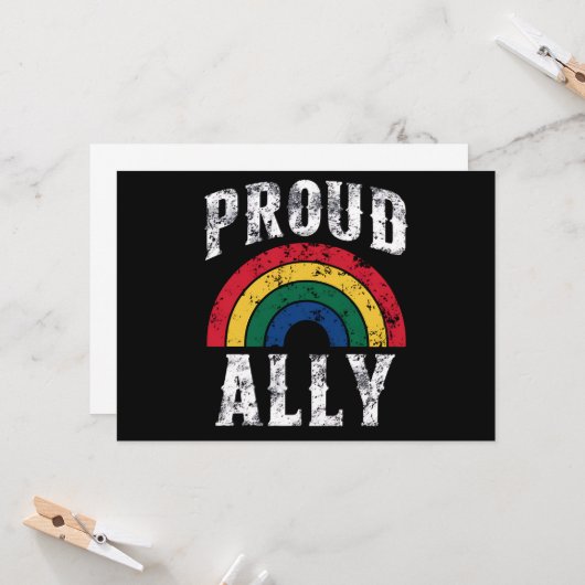 Pride Rainbow Stolz Ally Lesbian Pride Vintag Einladung (Vorderseite/Rückseite Beispiel)