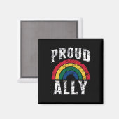 Pride Rainbow Stolz Ally Lesbian Pride Vintag Magnet (Vorderseite/Rückseite)