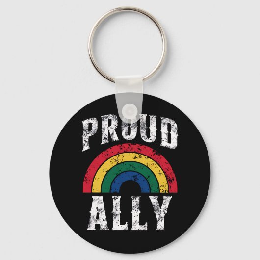 Pride Rainbow Stolz Ally Lesbian Pride Vintag Schlüsselanhänger (Vorderseite)