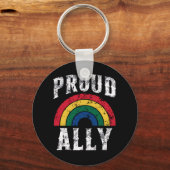 Pride Rainbow Stolz Ally Lesbian Pride Vintag Schlüsselanhänger (Vorderseite)