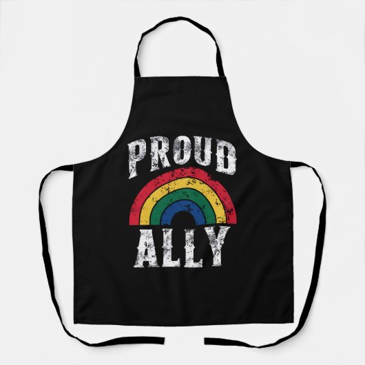 Pride Rainbow Stolz Ally Lesbian Pride Vintag Schürze (Vorderseite)