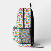 Pride Rainbow Striped Hearts White Bedruckter Rucksack (Rechts)