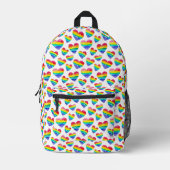 Pride Rainbow Striped Hearts White Bedruckter Rucksack (Vorderseite)