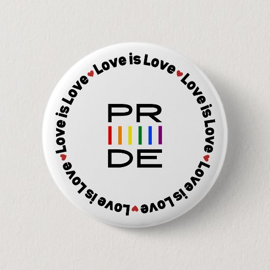 Pride Rainbow Text mit Liebe ist Liebe Button (Vorderseite)