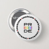 Pride Rainbow Text mit Liebe ist Liebe Button (Vorne & Hinten)
