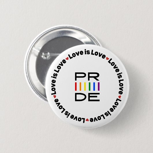 Pride Rainbow Text mit Liebe ist Liebe Button (Vorne & Hinten)