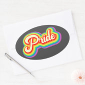 Pride Rainbow Vintag Letters Ovaler Aufkleber (Umschlag)