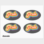 Pride Rainbow Vintag Letters Ovaler Aufkleber (Blatt)