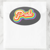 Pride Rainbow Vintag Letters Ovaler Aufkleber (Tasche)