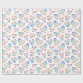 Pride Rainbow Wasserfarbe Weiße Herzstücke Geschenkpapier (Flach)
