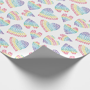 Pride Rainbow Wasserfarbe Weiße Herzstücke Geschenkpapier
