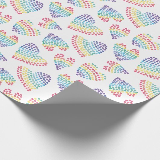 Pride Rainbow Wasserfarbe Weiße Herzstücke Geschenkpapier (Ecke)