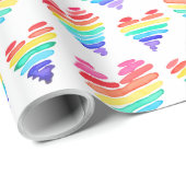 Pride Rainbow Watercolor Herz weiß Geschenkpapier (Rolleneckpunkt)