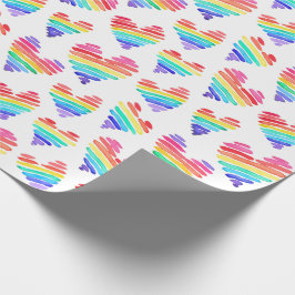 Pride Rainbow Watercolor Herz weiß Geschenkpapier