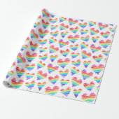 Pride Rainbow Watercolor Herz weiß Geschenkpapier (Ungerollt)
