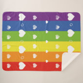 Pride Rainbow | Weiße Herzen | Sherpa Blanket Sherpadecke (Vorderseite (Horizontal))