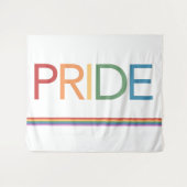 PRIDE Rainbow White Tapestry Wandteppich (Vorderseite (Horizontal))