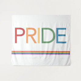 PRIDE Rainbow White Tapestry Wandteppich