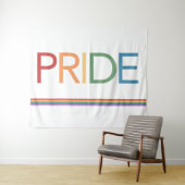 PRIDE Rainbow White Tapestry Wandteppich (Beispiel (Horizontal))