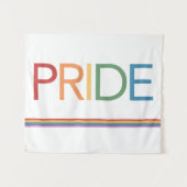 PRIDE Rainbow White Tapestry Wandteppich (Vorderseite (Horizontal))