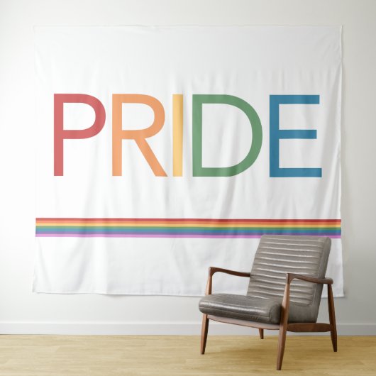 PRIDE Rainbow White Tapestry Wandteppich (Beispiel (Horizontal))