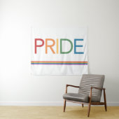 PRIDE Rainbow White Tapestry Wandteppich (Beispiel (Horizontal))