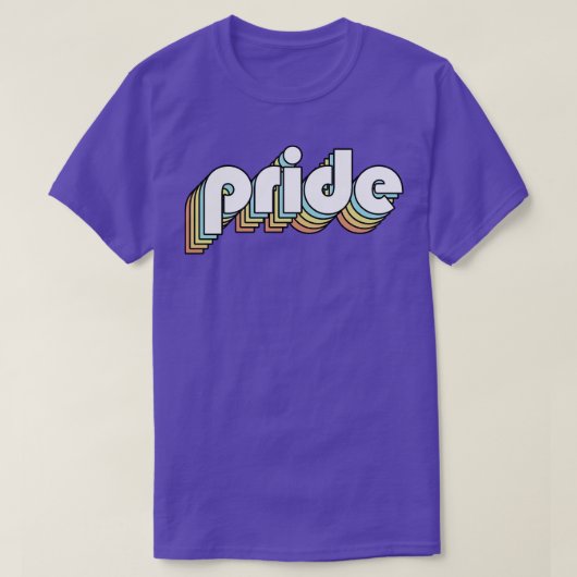 Pride Retro Rainbow Typografie Faded Style T-Shirt (Design vorne)