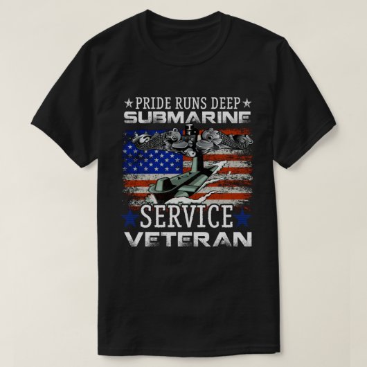 Pride Runs Deep U-Boot Service Veteran Flag Pat T-Shirt (Design vorne)