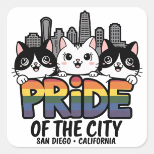 Pride San Diego City California USA Rainbow Fla Quadratischer Aufkleber